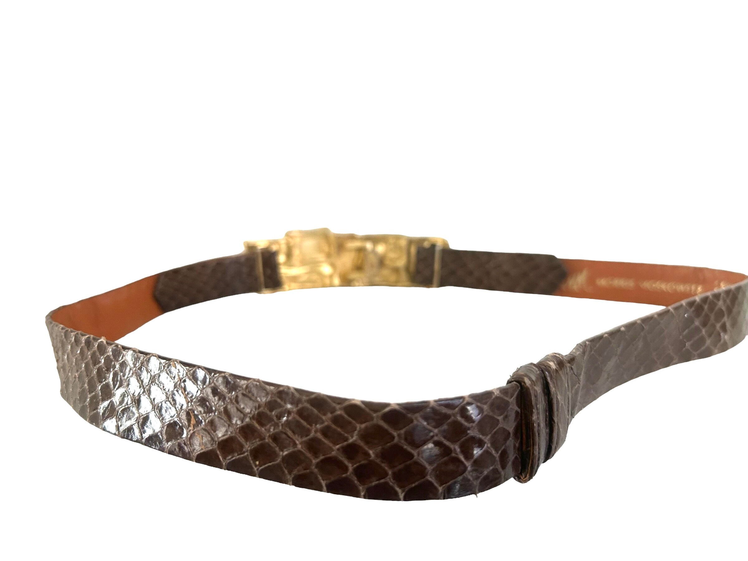 Vintage Snakeskin Belt: Gold Brass Hook, Morris Moskowitz 