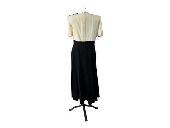 Vintage 1980s Black Bow Dress. White and Black. W… - image 6