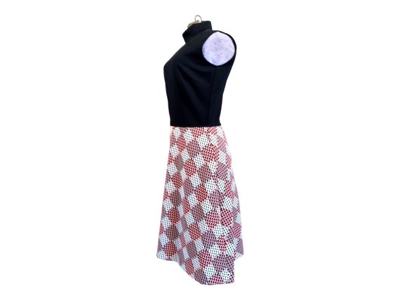 Vintage 1970's Black and Checkerboard Dress - image 1
