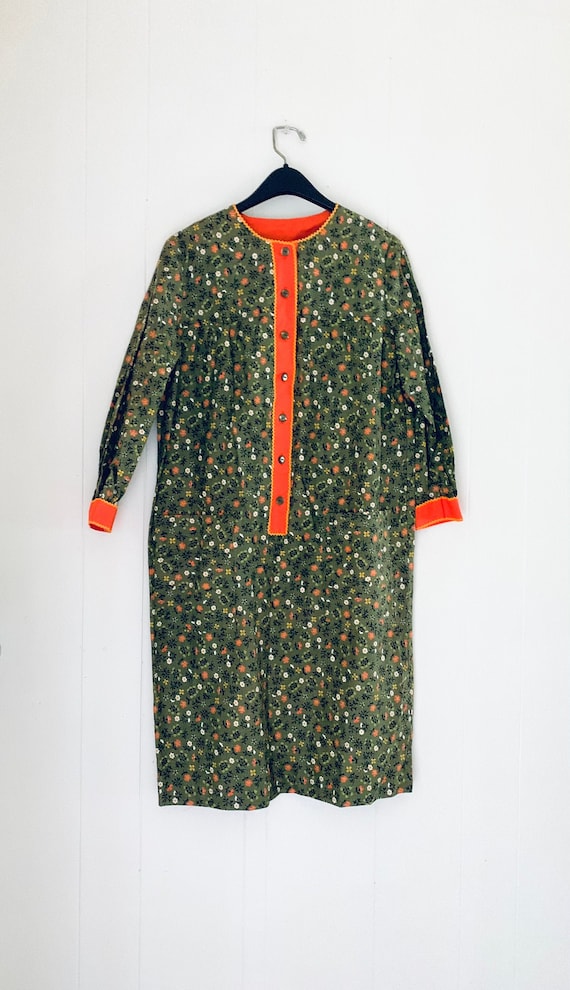 Flower Print Smock Dress 1960s “Coquette” - image 1