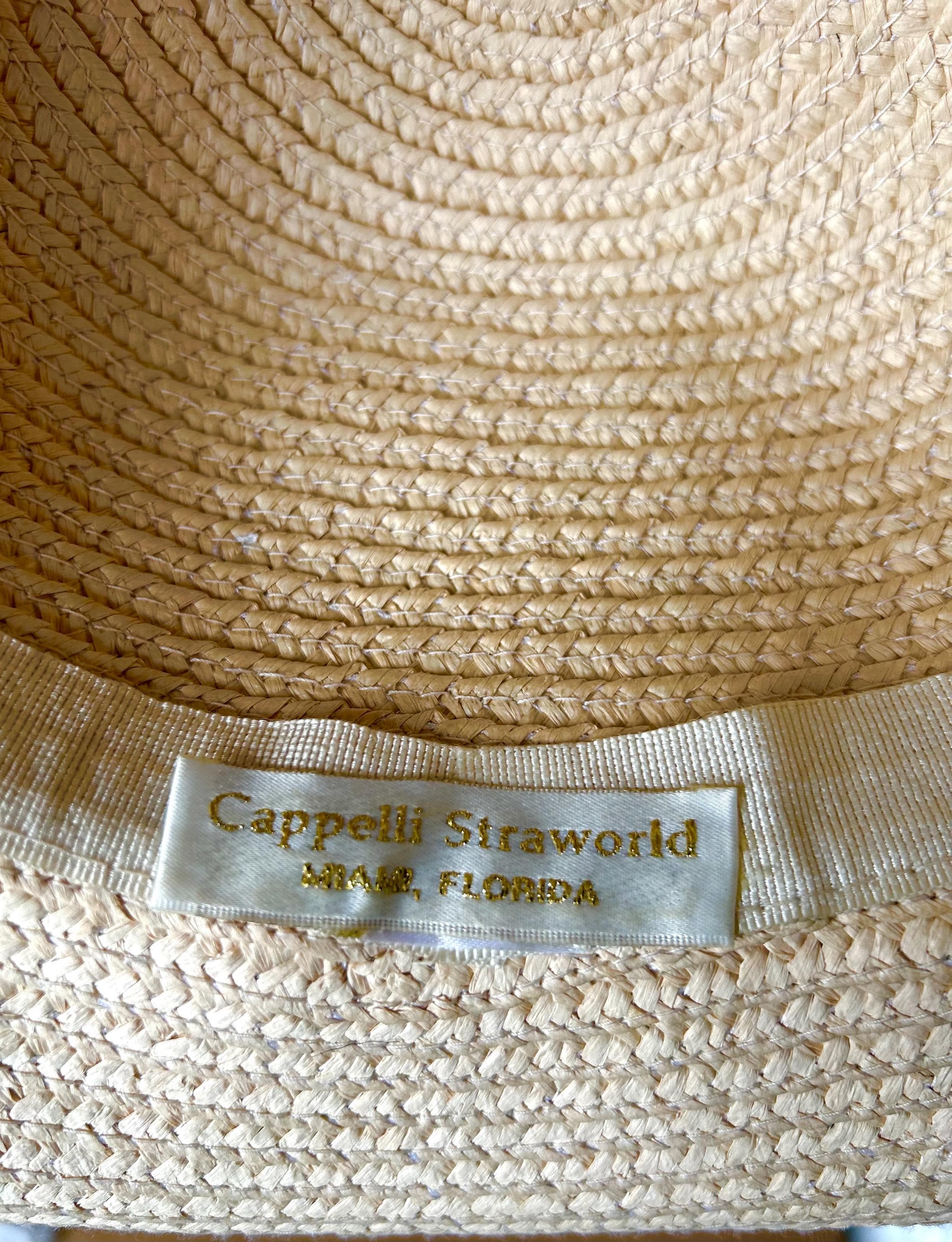 Capelli Peach Straw Sun Hat. Womens Vintage Silk Bow With  display picture 3