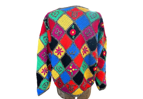 Vintage Hand Knit Patchwork Sweater: Jennifer Ree… - image 6