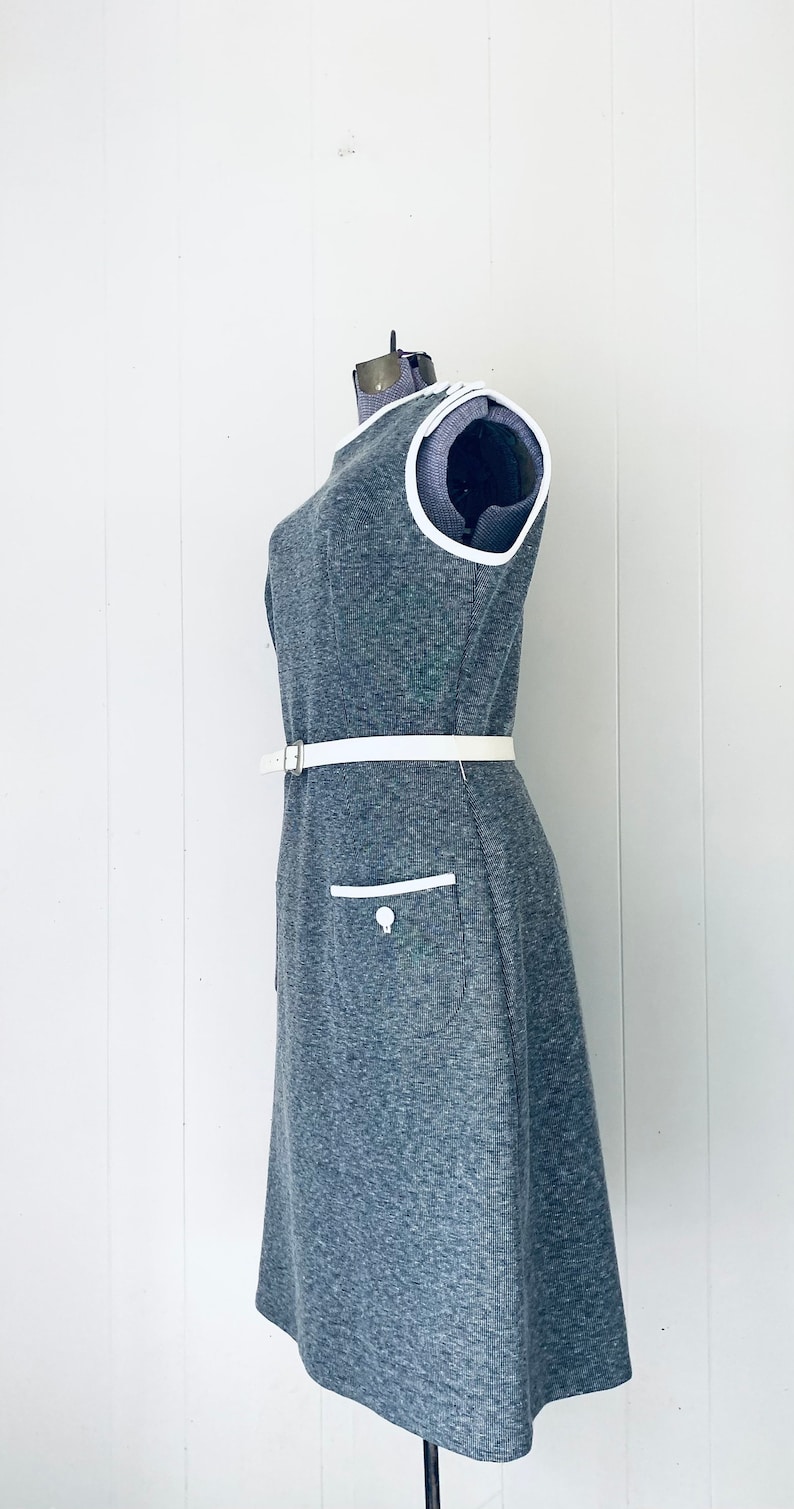Textured 1960s Dress. Gray and White Butte Vintage. image 2