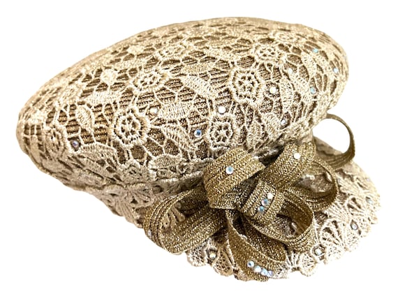 Ms. Divine Crocheted Satin Page Boy Hat With Bow. Upscale  display picture 2