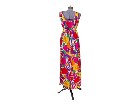 60s Union Label Miss Elaine Maxi Dress Floral Vib… - image 6