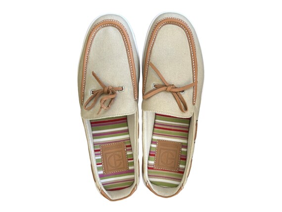 COLE HAAN Tan Leather Canvas Top Sider Shoes. Womens SZ 8 1 2. Vintage. New Never Worn. Etsy Ireland