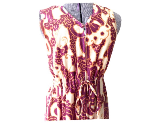 Drawstring 70s Dress. Zip up with Pocket,Vintage … - image 2