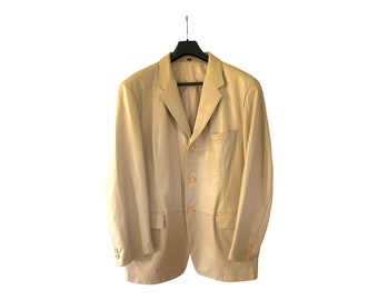 Vintage Leather Blazer. Sports Coat. Suit Jacket. Satin Lined. Interior pockets. Size 42R