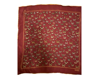 GUCCI Silk Scarf. Vintage Butterflies. Designer Scarf. Made in Italy.