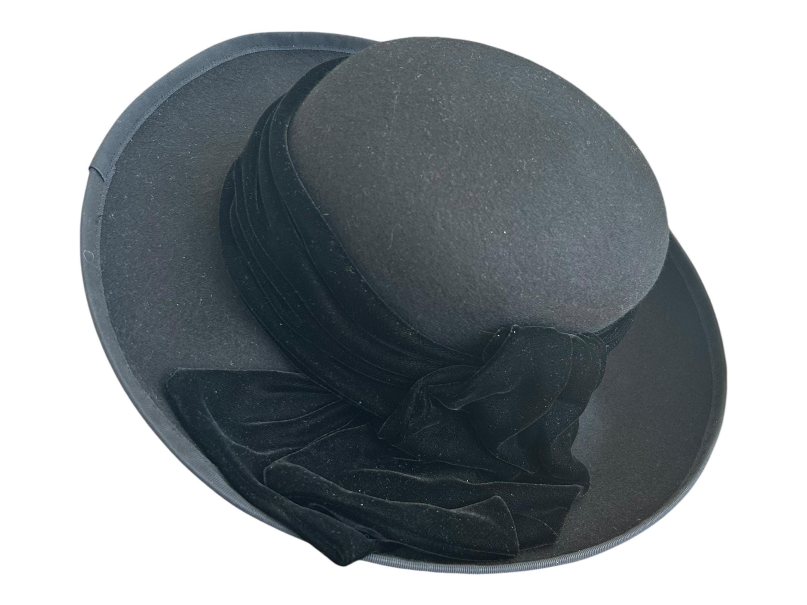 Peter Bettley London. Black Wool Hat. Velvet Band. - Etsy display picture 1