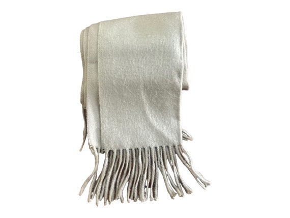 Fringed Christian Dior Scarf. Beige Vintage Muffl… - image 1