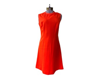 1970s Red Sleeveless Dress. Above the Knee. Vintage by Butte Knit. Womens Medium.