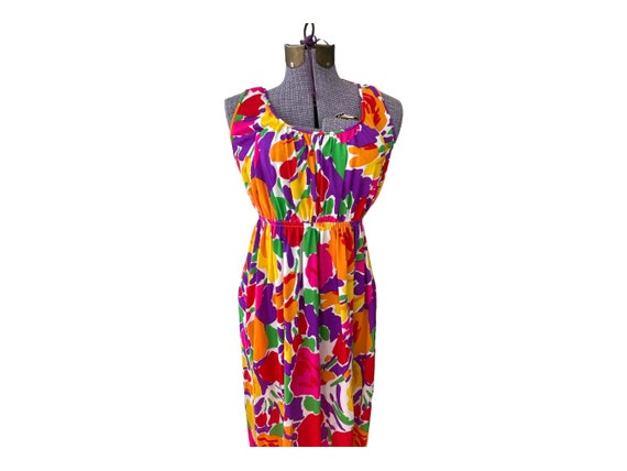 60s Union Label Miss Elaine Maxi Dress Floral Vib… - image 3