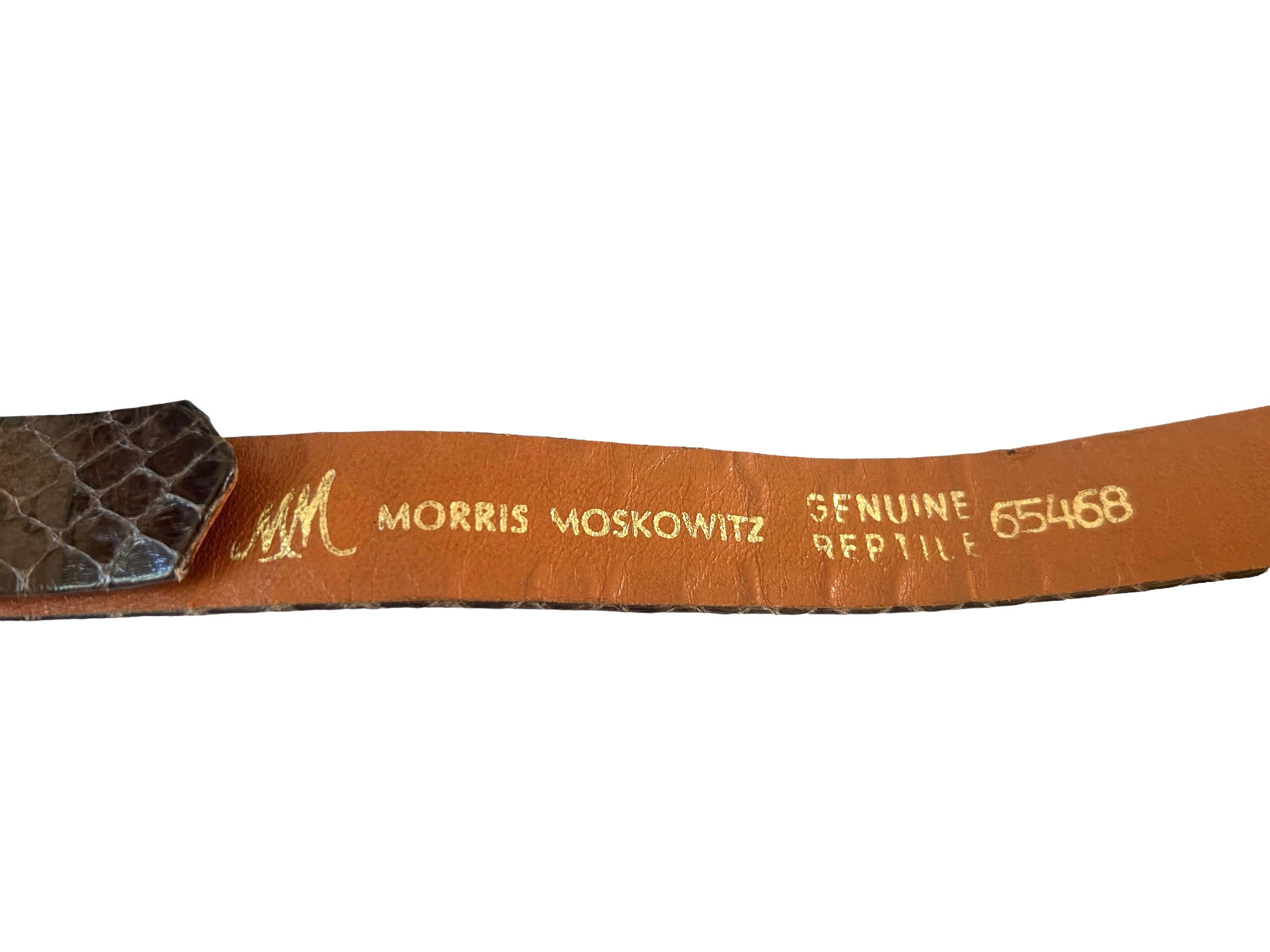 Vintage Snakeskin Belt: Gold Brass Hook, Morris Moskowitz 