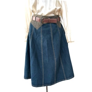 Denim and Leather Skirt. Vintage Bernard Holtzman Womens Size 8. image 4