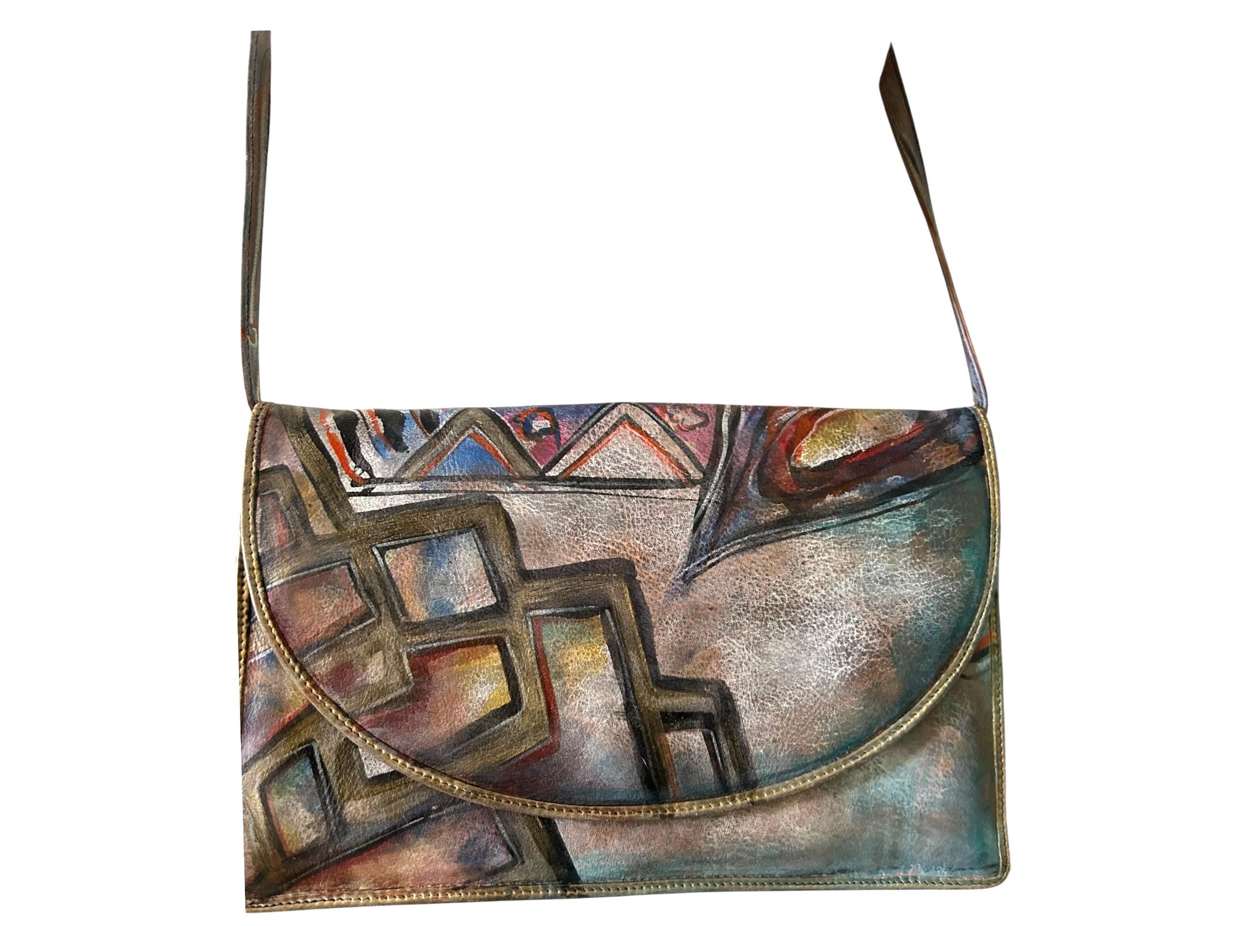 Jane Yoo Leather & Tie Dye Sash Belt Signed Hand Painted Art OSFM Vintage 1990s NWT Jane Yoo Handpainted Leather Belt Jane | Mercari main image 2