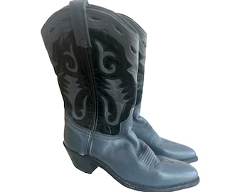Handgestikte westernlaarzen. Vintage cowboylaarzen voor dames. Maat 7.