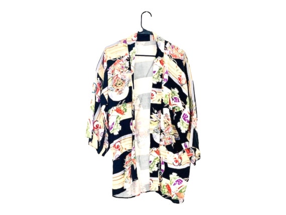 Silk Kimono. Orient Print. Vintage 1970s. - image 1