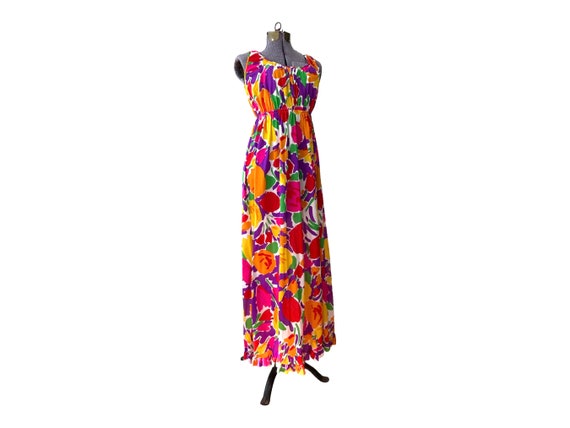 60s Union Label Miss Elaine Maxi Dress Floral Vib… - image 2