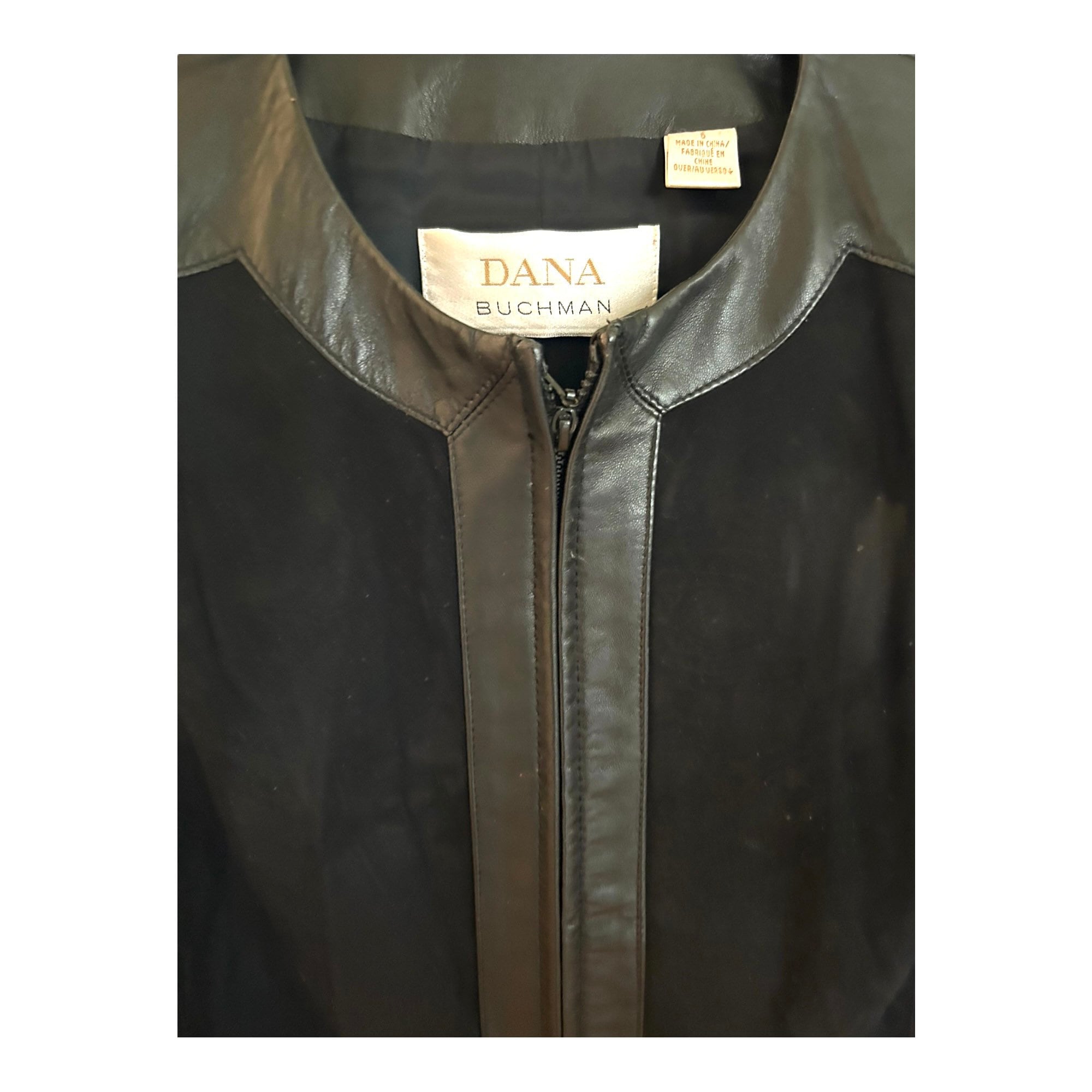 DANA BUCHMAN レザージャケット Leather & Suede Retro Dana Buchman Black Leather and Suede