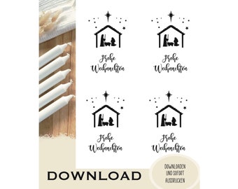 Nativity scene, PDF template for candle tattoos, download, ROYALTY FREE