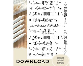 Beautiful Advent season, PDF template for candle tattoos, download, ROYALTY FREE