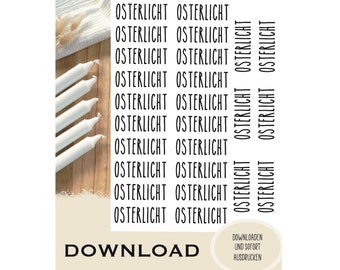 Osterlicht inkl. Datei für Anhänger, PDF Vorlage für Kerzentattoos, Download, LIZENZFREI