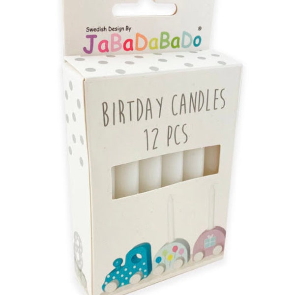 Kerzen, für den Geburtstagszug, Kindergeburtstag, Party, Deko, Nachfüllpack, 12 Stück, weiß