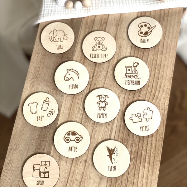 Wooden labels for toy box IKEA Trofast