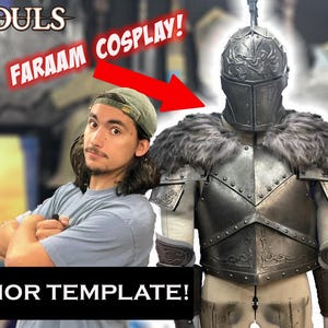 May include: A full suit of armor, likely for cosplay, with a helmet and fur collar. The armor is a dark metallic color with intricate detailing. The text "FULL ARMOR TEMPLATE!" is at the bottom of the image.