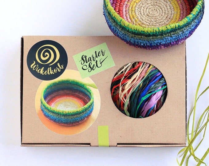 Coil Basket Kit rainbow DIY Basket Weaving Kit Raffia Basket DIY Craft