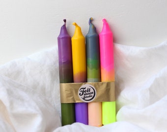 Dip-dye Candles | Candles 4 Set | Table Candles | Artisan Candles | Colourful Candles | Hand-dipped candles