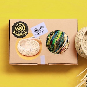 Coil Basket Kit Confetti DIY Basket Weaving Kit Raffia Basket DIY Craft Kit Coil Basket Kit Wickelkorb Easter Basket Present image 1