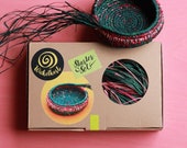 Coil Basket Kit (Forest Flower) DIY Basket Weaving Kit Raffia Basket Craft Kit Green Coil Basket Handmade Basket Kit DIY Set