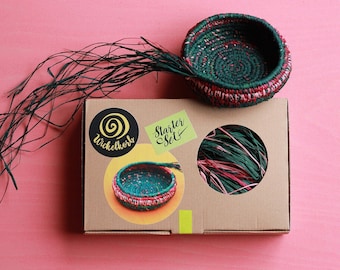 Raffia Coil Basket Kit (Forest Flower) | DIY Craft Weaving Kit