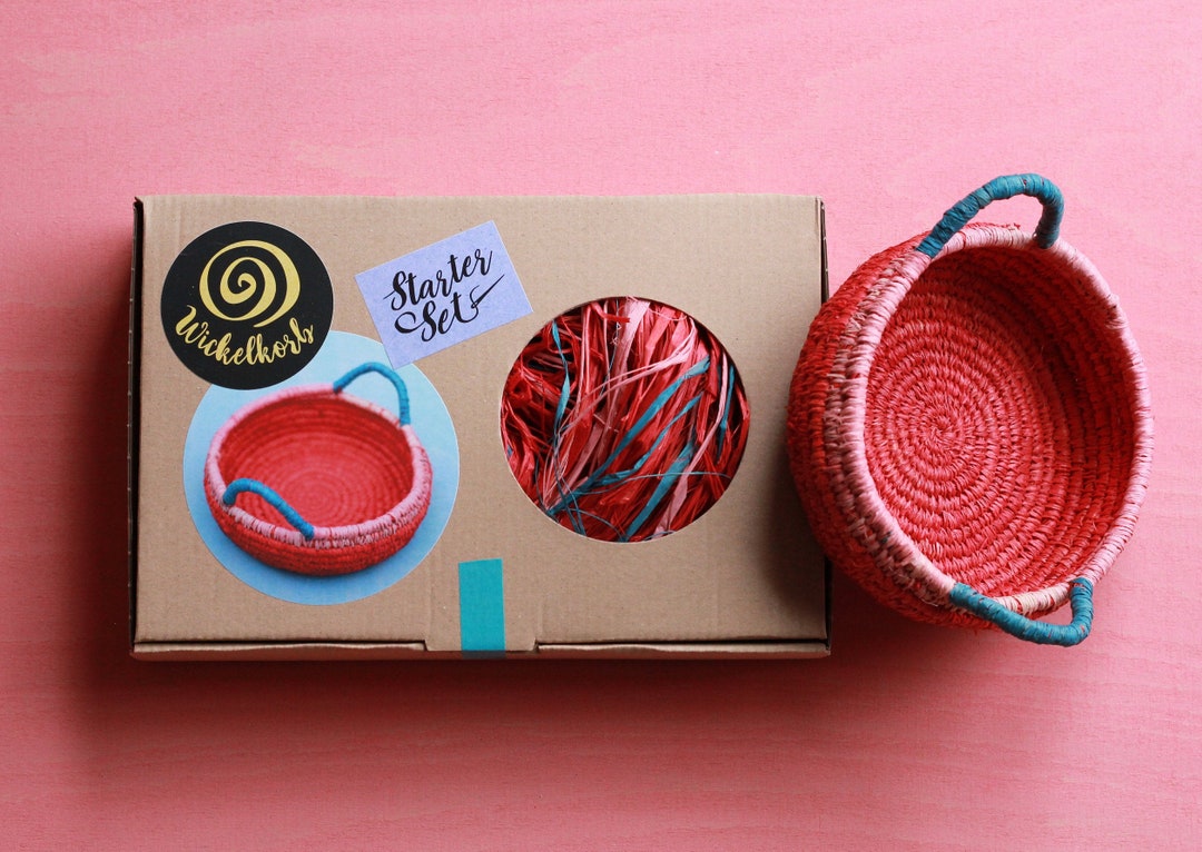 Coil Basket Kit cherry Pop DIY Basket Weaving Kit Raffia Basket Craft