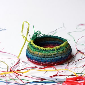 Coil Basket Kit Rainbow DIY Basket Weaving Kit Raffia Basket DIY Craft Kit Rainbow Coil Basket DIY Kit Wickelkorb Easter craft image 4