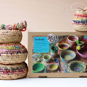 Coil Basket Kit Confetti DIY Basket Weaving Kit Raffia Basket DIY Craft Kit Coil Basket Kit Wickelkorb Easter Basket Present image 7