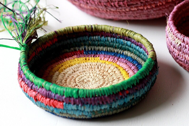 Coil Basket Kit Rainbow DIY Basket Weaving Kit Raffia Basket DIY Craft Kit Rainbow Coil Basket DIY Kit Wickelkorb Easter craft image 6