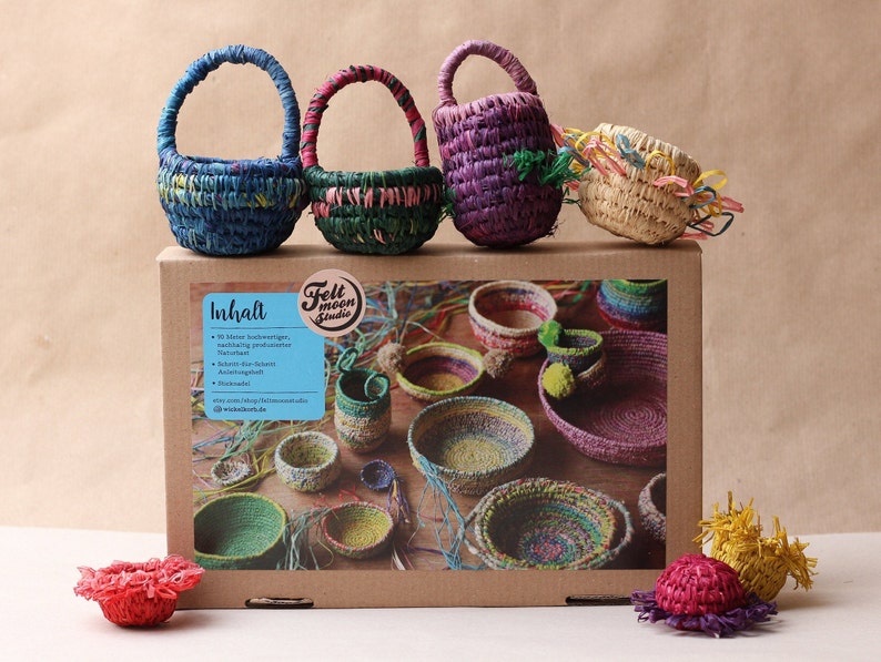 Coil Basket Kit Rainbow DIY Basket Weaving Kit Raffia Basket DIY Craft Kit Rainbow Coil Basket DIY Kit Wickelkorb Easter craft image 8