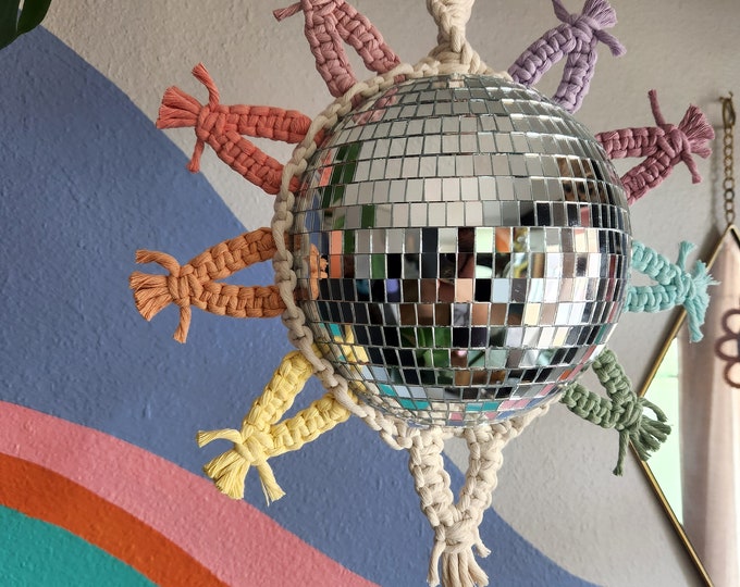 Disco Sun - Rainbow, Disco Decor, Sun Decor, Disco Macrame, Disco Ball, Mirror Ball