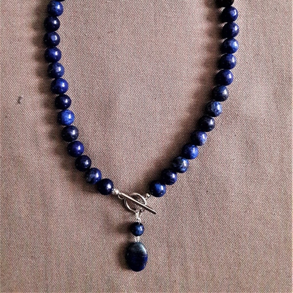 Collier 45 cm pierres véritables de lapis lazuli