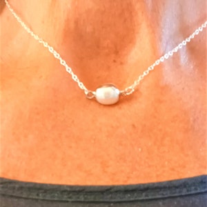 Necklace flush with neck 37 cm natural pearl of fresh water chain silver 925