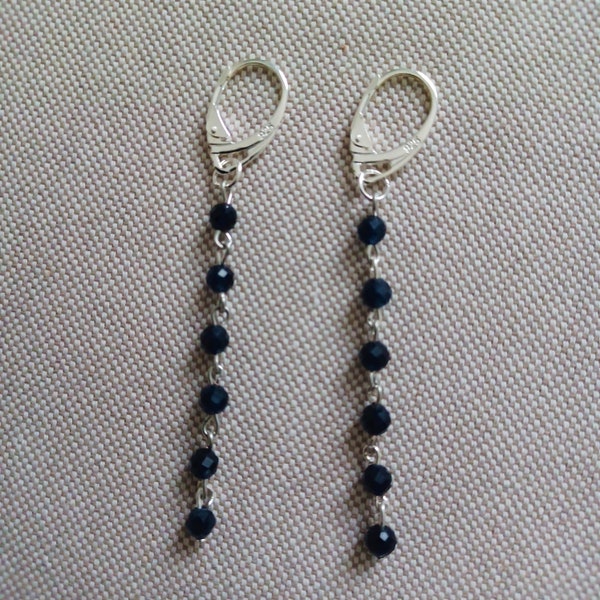 Boucles d'oreilles perles naturelles saphir crochets argent 925