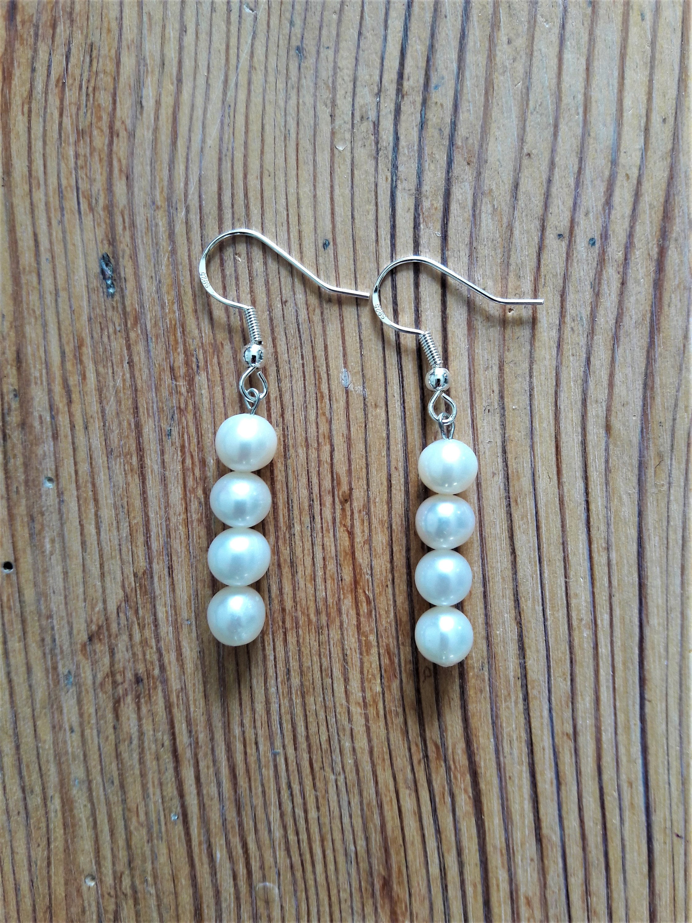 Boucles D'oreilles Perles De Culture D'eau Douce - Fait Main En France, Argent Fin
