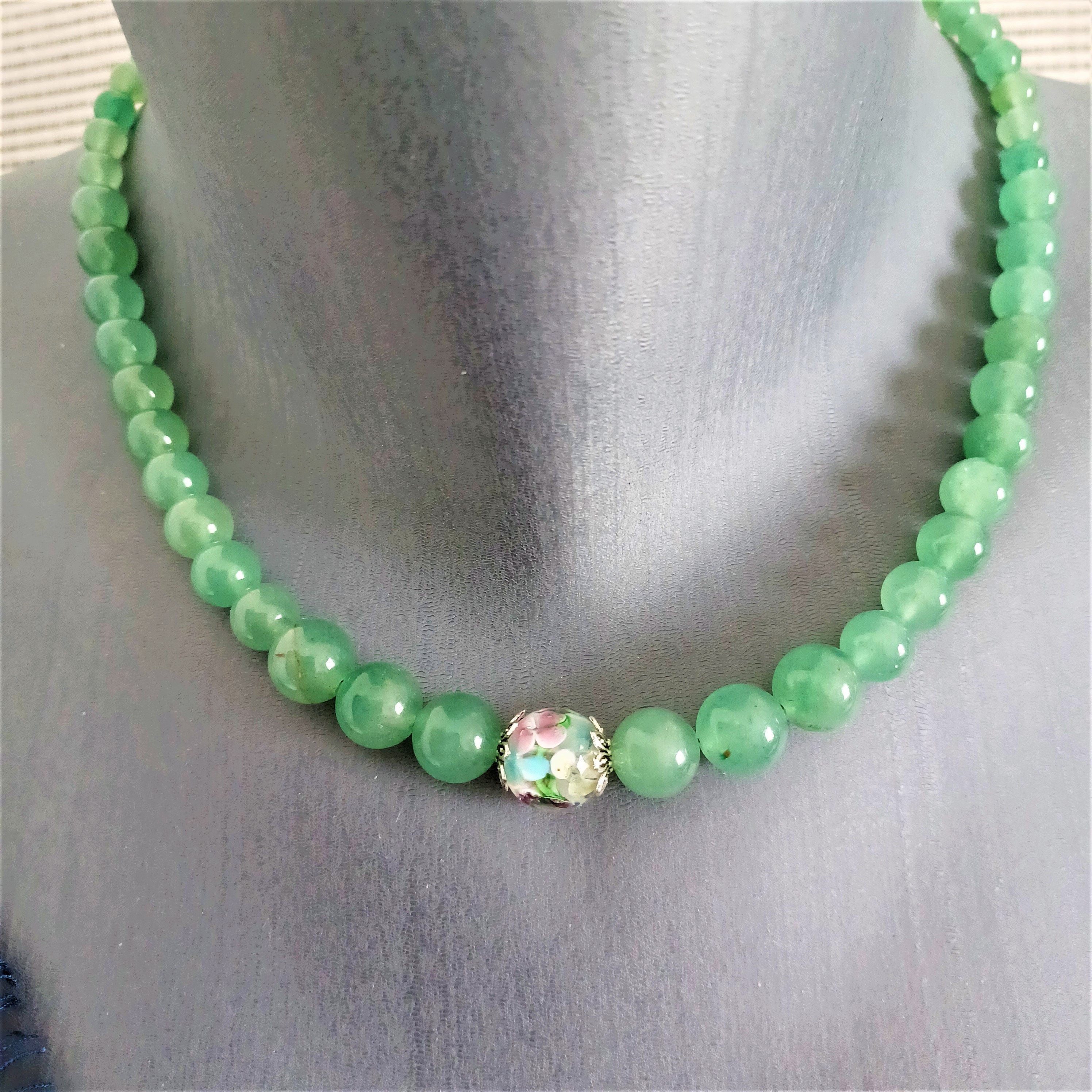 Collier Perles En Aventurine Verte - Pierre Semi-précieuse Naturelle, Neuf Sans Emballage