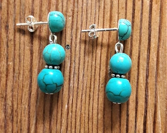 naturelle eardrop hook oreille étalon gemstone turquoise de boucles d'oreilles naturelle eardrop hook oreille étalon gemstone turquoise de boucles d'oreilles