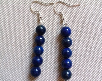 Hangende oorbellen 4 cm natuurlijke lapis lazuli parels