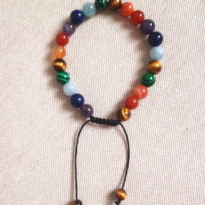 Sliding bracelet natural stone beads 7 chakras
