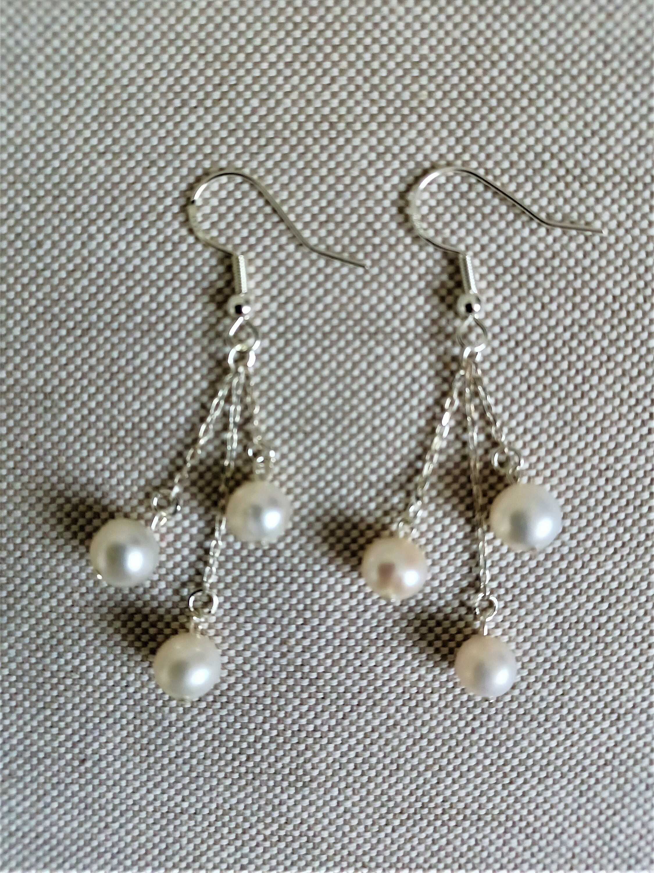 Boucles D'oreilles Puces - Perles D'eau Douce Naturelles, Argent 925, Neuf Avec étiquettes